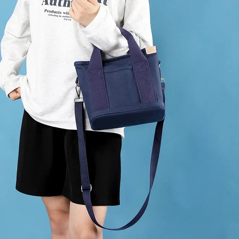 Women Small Bag with Fashion Lady Single Shoulder Portable Thickened Ladies Canvas Mobile Phone Bucket Tote Storage Bags