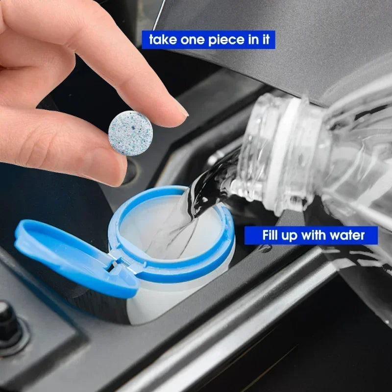 Car Windshield Cleaner Effervescent Tablet Universal Window Glass Washer Fluid Concentrated Solid Set Remove Stains Clear Vision