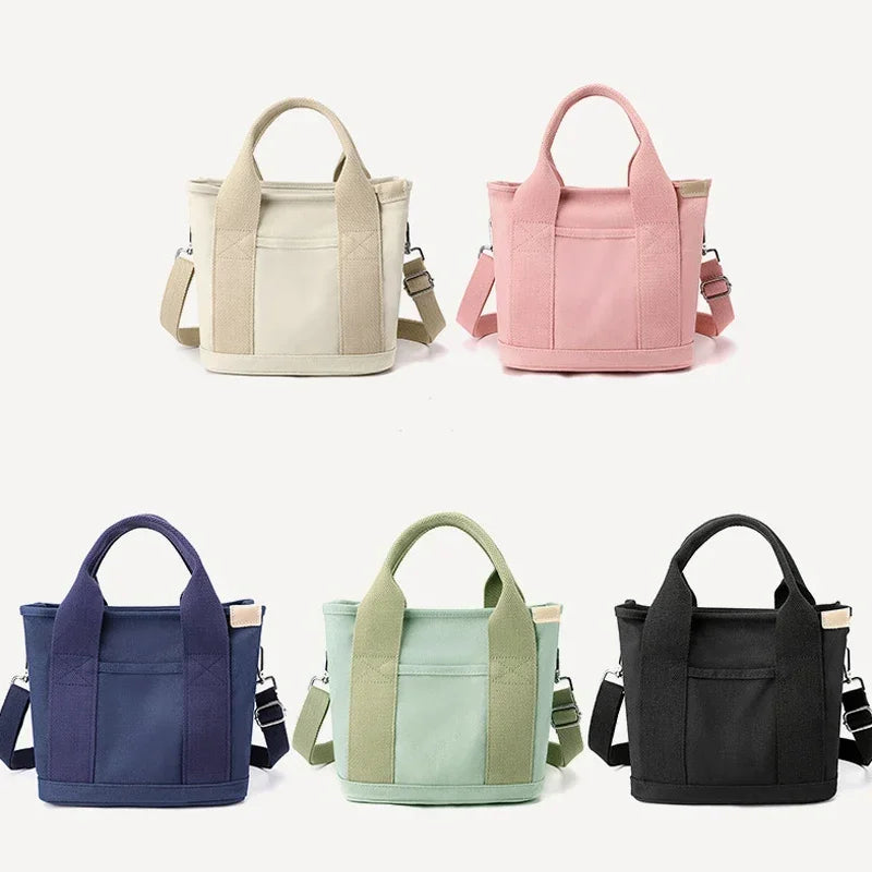 Women Small Bag with Fashion Lady Single Shoulder Portable Thickened Ladies Canvas Mobile Phone Bucket Tote Storage Bags
