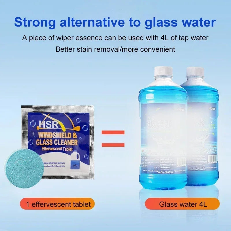 Car Windshield Cleaner Effervescent Tablet Universal Window Glass Washer Fluid Concentrated Solid Set Remove Stains Clear Vision