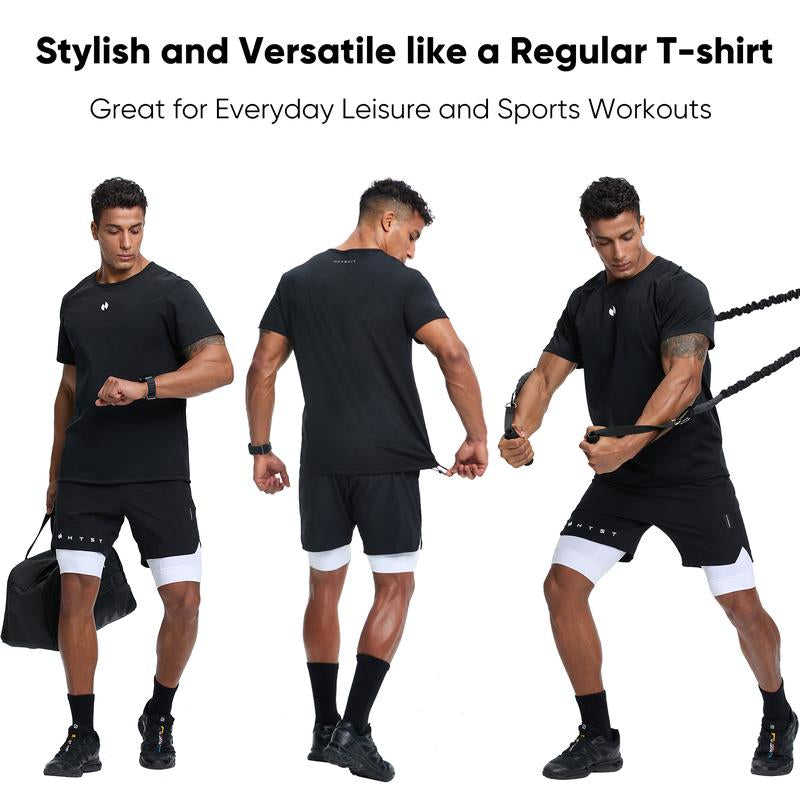 HOTSUIT Men'S Summer Short Sleeve Athletic T-Shirt Women'S Sweat Wicking Compression Quick Dry Vest Knit Slim Casual Basic Top Outdoorfun Workout Tops Oga Orange Athletic