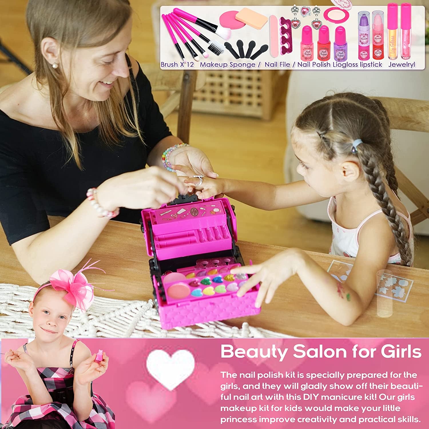 Juego De Maquillaje Real Para Niñas, Lavables, Kit De Maquillaje Para Niñas USA