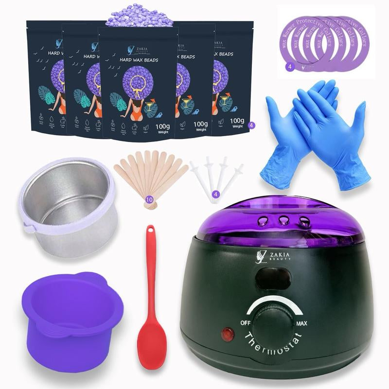 Zakia Beauty Premium Waxing Set for Brazilian Wax for Sensitive Skin - Digital Display- Contain 4 Packs Wax Beans, Body Care Hair Removal Full Sensitive Skin Hard New Luxury Care Cosmetic Tress Wellness Silicone