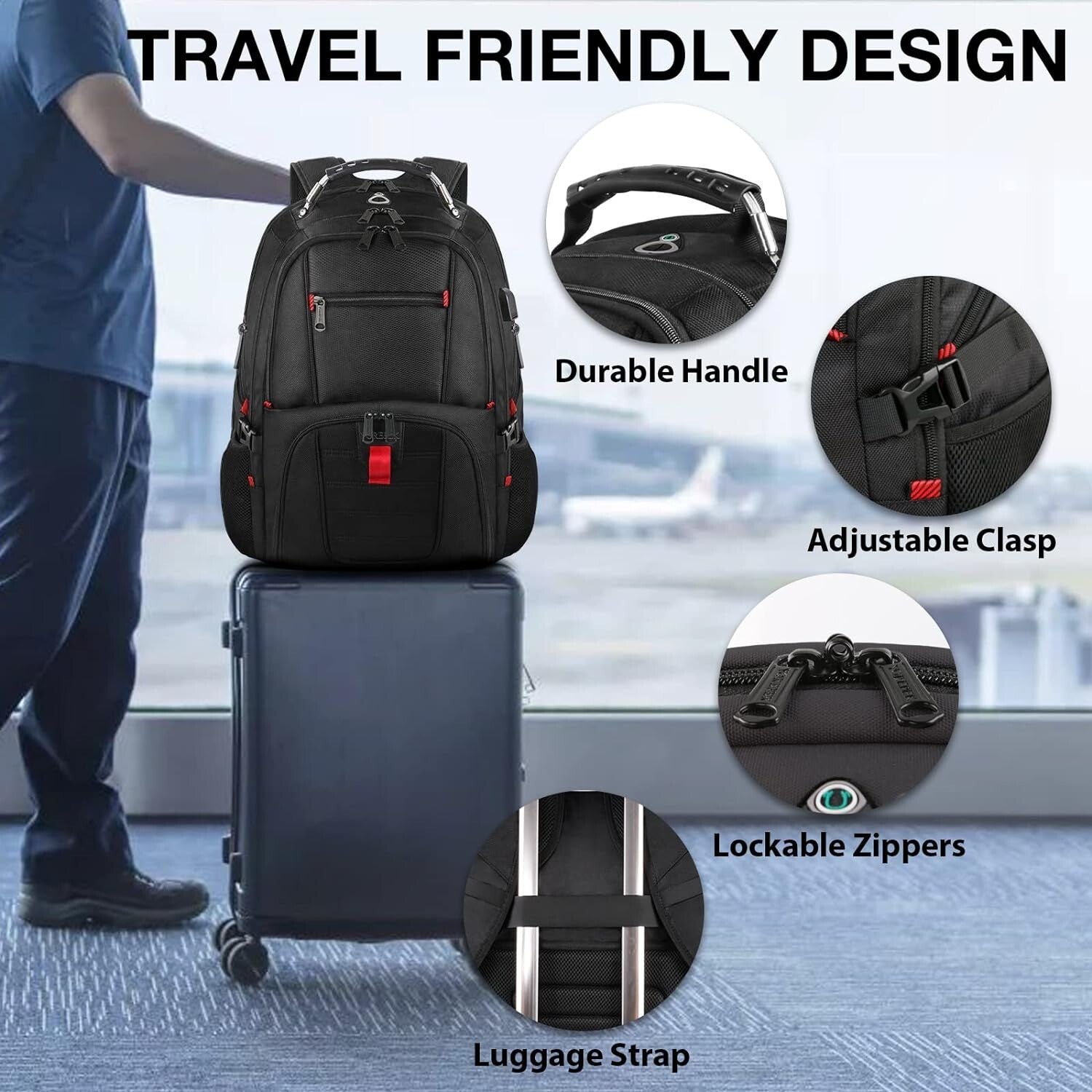 Mochilas De Hombre Grandes Para Viajes Negocios Impermeable Antirrobo Escolares