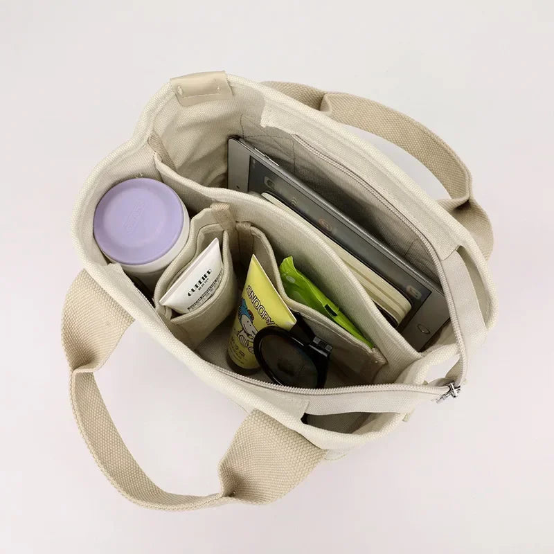Women Small Bag with Fashion Lady Single Shoulder Portable Thickened Ladies Canvas Mobile Phone Bucket Tote Storage Bags