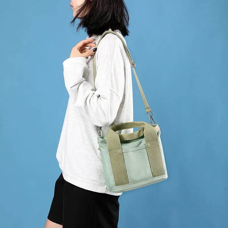 Women Small Bag with Fashion Lady Single Shoulder Portable Thickened Ladies Canvas Mobile Phone Bucket Tote Storage Bags