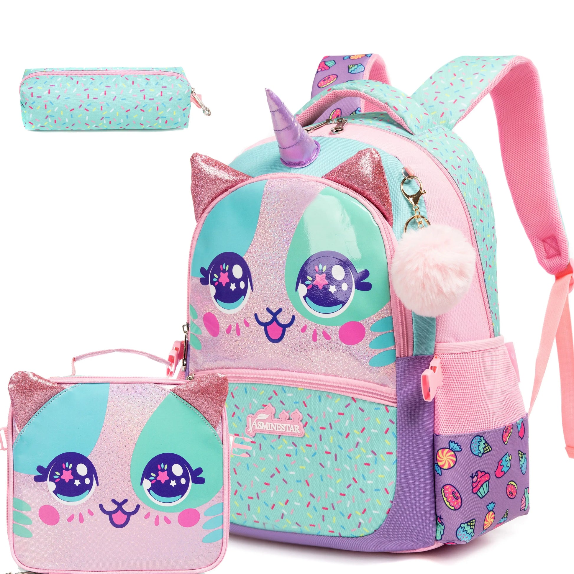 Meetbelify Backpack for Girls Schoolbag for Girls Sequin School Bookbag for Elementary Students Travel Bag with Lunch Box