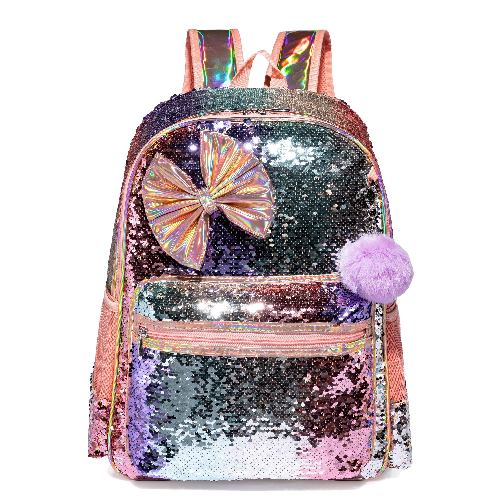 Meetbelify Backpack for Girls Schoolbag for Girls Sequin School Bookbag for Elementary Students Travel Bag with Lunch Box