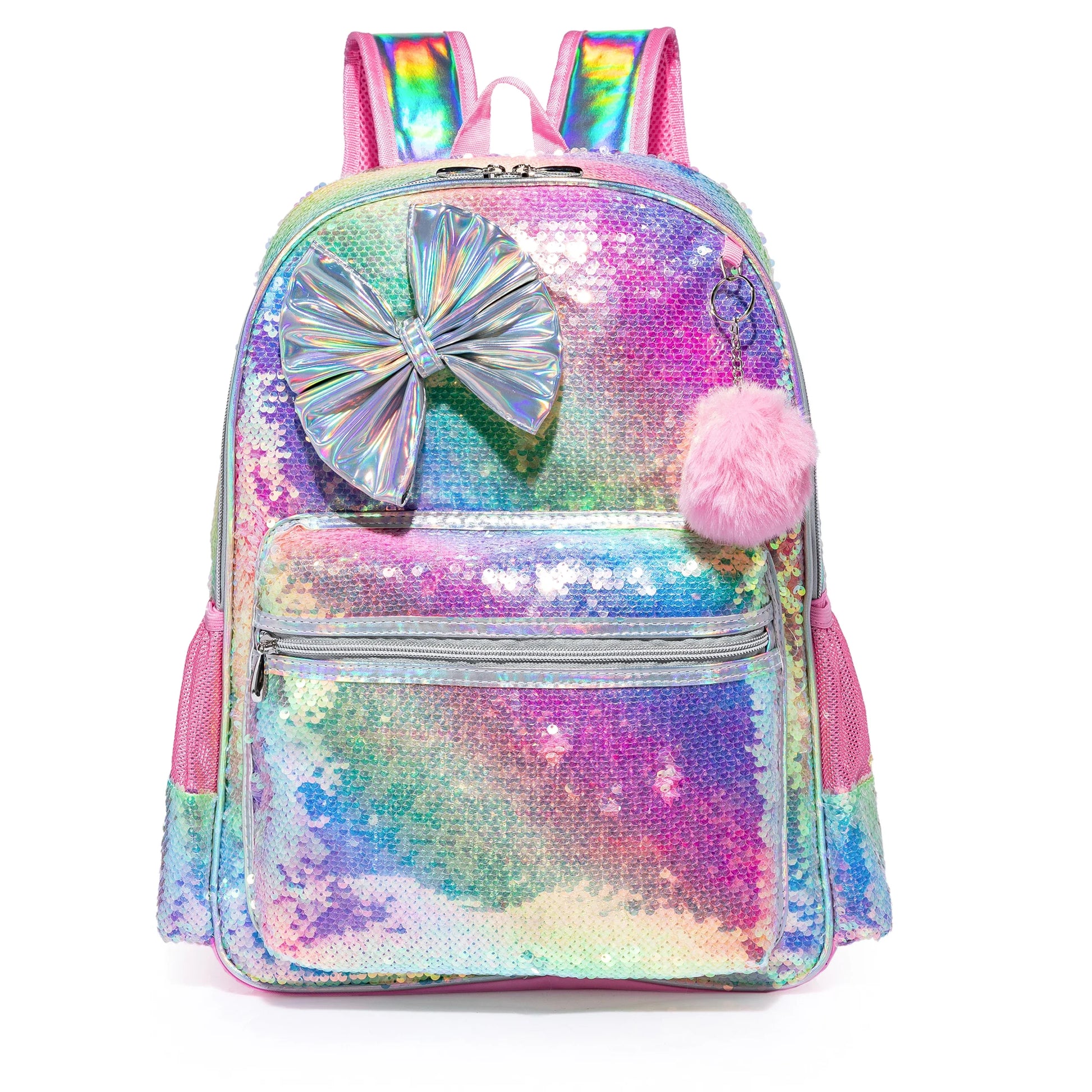 Meetbelify Backpack for Girls Schoolbag for Girls Sequin School Bookbag for Elementary Students Travel Bag with Lunch Box