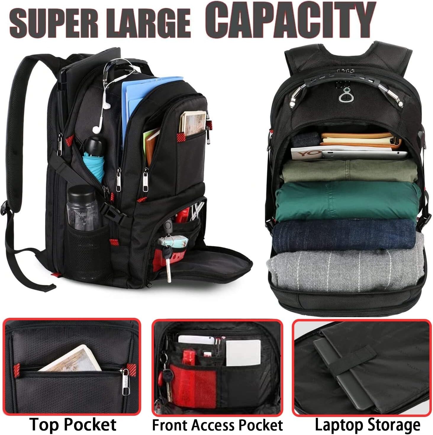 Mochilas De Hombre Grandes Para Viajes Negocios Impermeable Antirrobo Escolares
