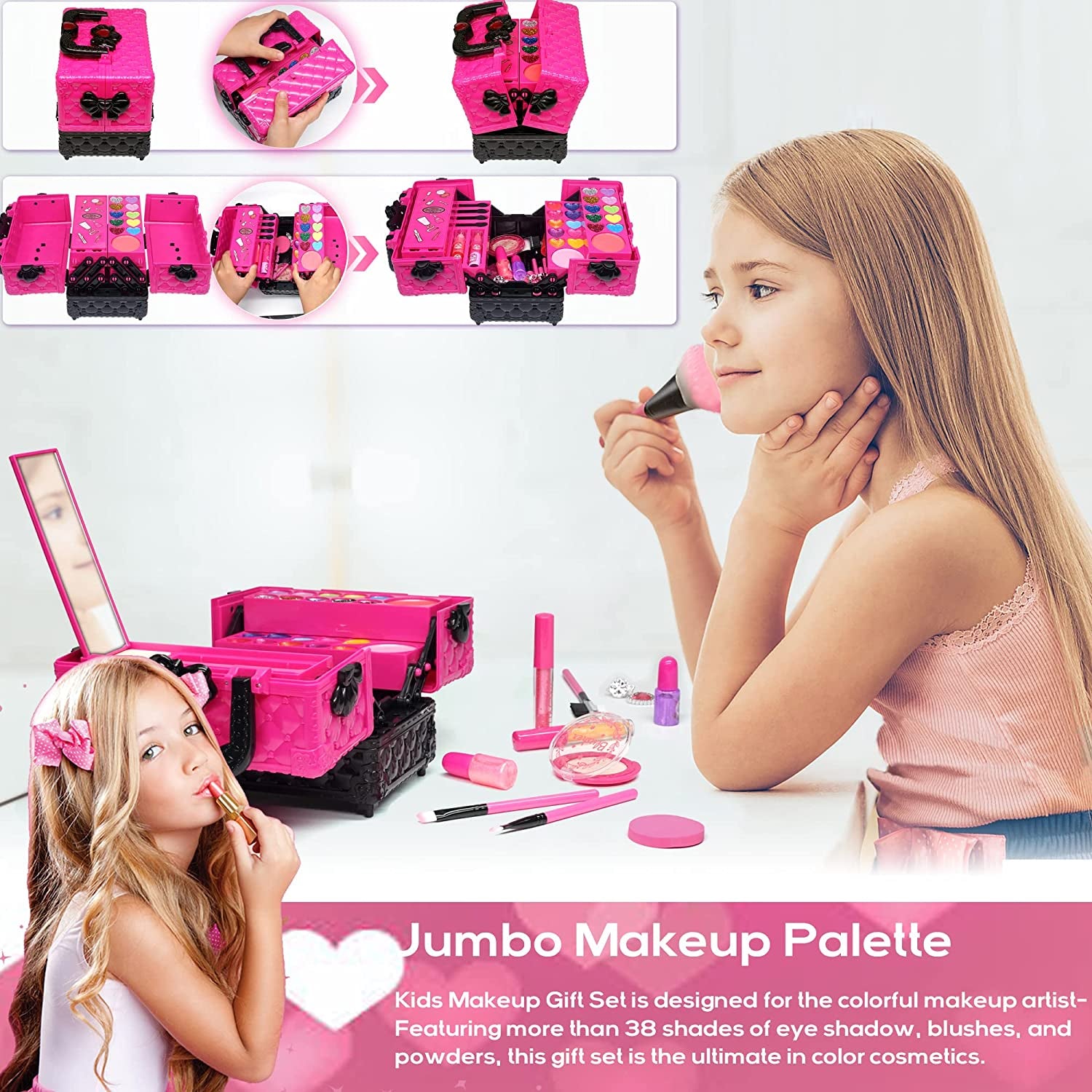 Juego De Maquillaje Real Para Niñas, Lavables, Kit De Maquillaje Para Niñas USA